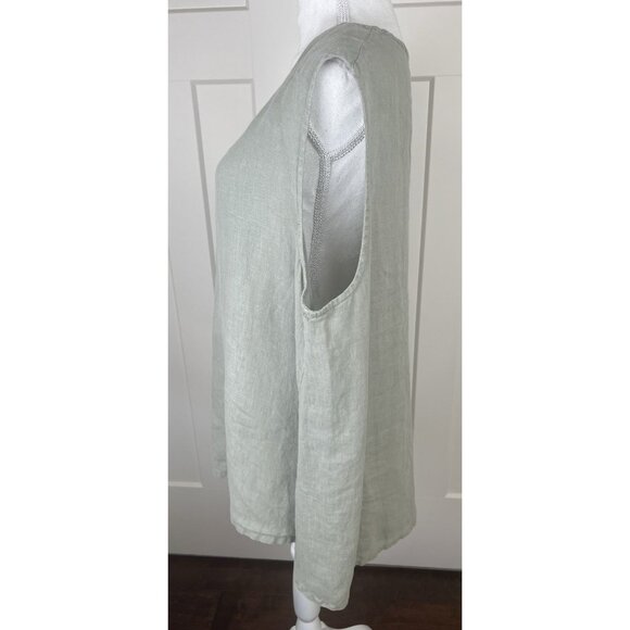 Bryn Walker Huxley Tunic Tank Sage Green 100% Linen Lagenlook Minimalist Sz 1X - Picture 6 of 9